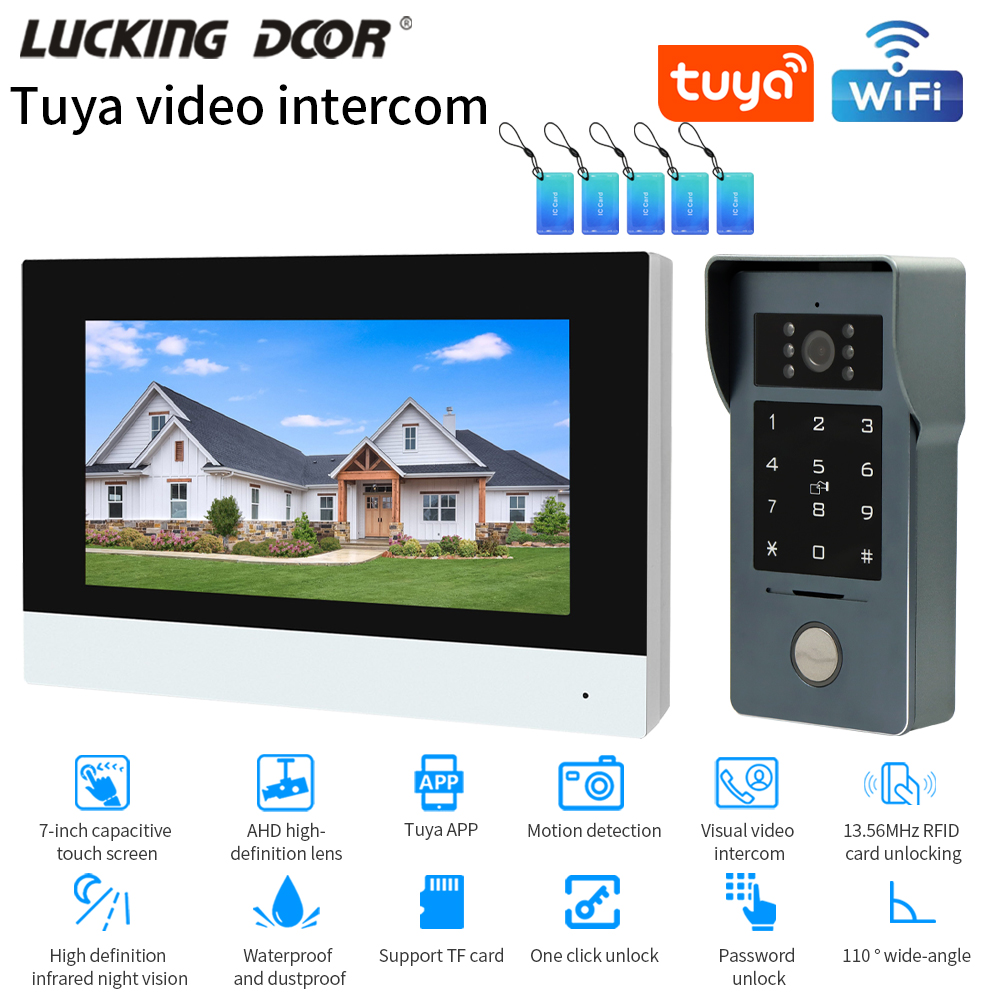 Smart Doorbell Wired - Tuya Wifi 7/10-calowe zestawy wideodomofonów Tuya